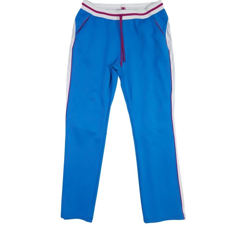 Nike Sphere Dry Blue Track Pants M Polyester Spandex White Stripe Pink Accents